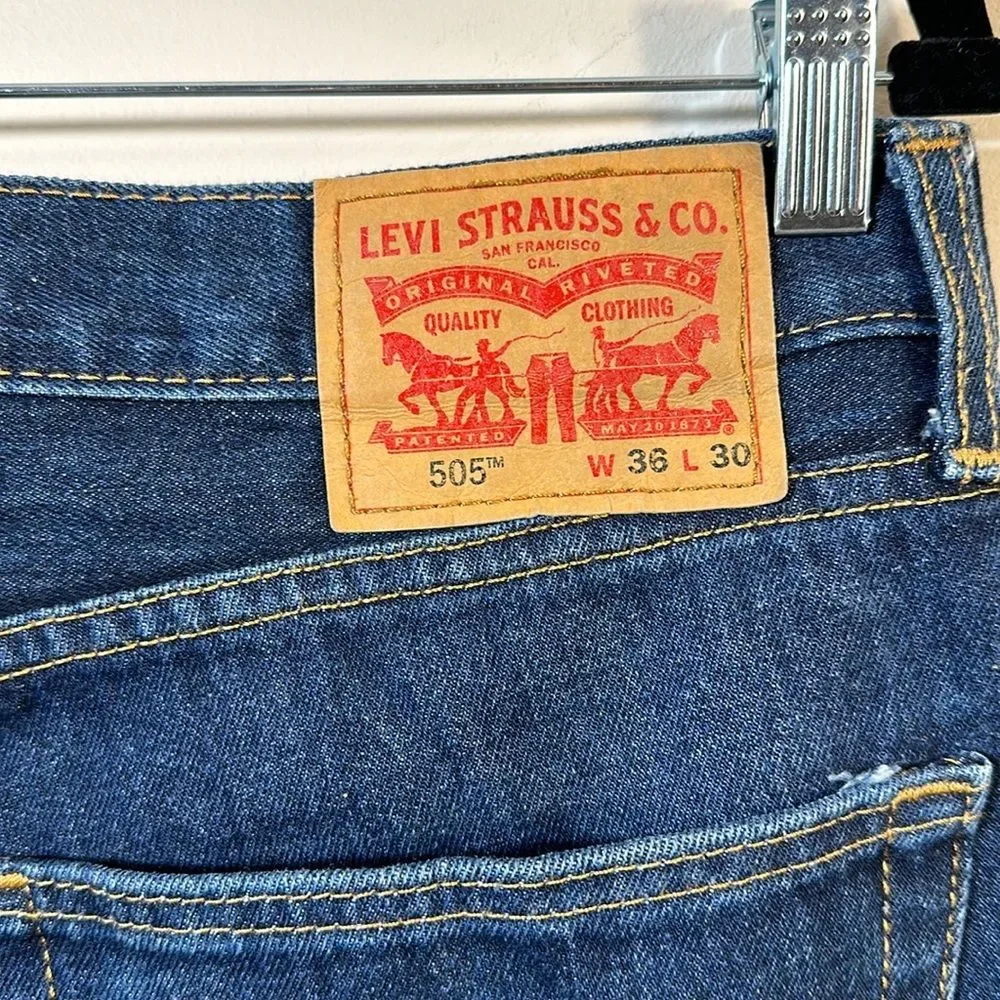 Levi’s 505 Men Blue Denim 100% Cotton Blue Regular Fit Jeans W36 L30